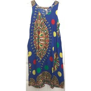 NWOT Large Patterned Polka Dot Dress L Sleeveless Round Collar Side Pocket
